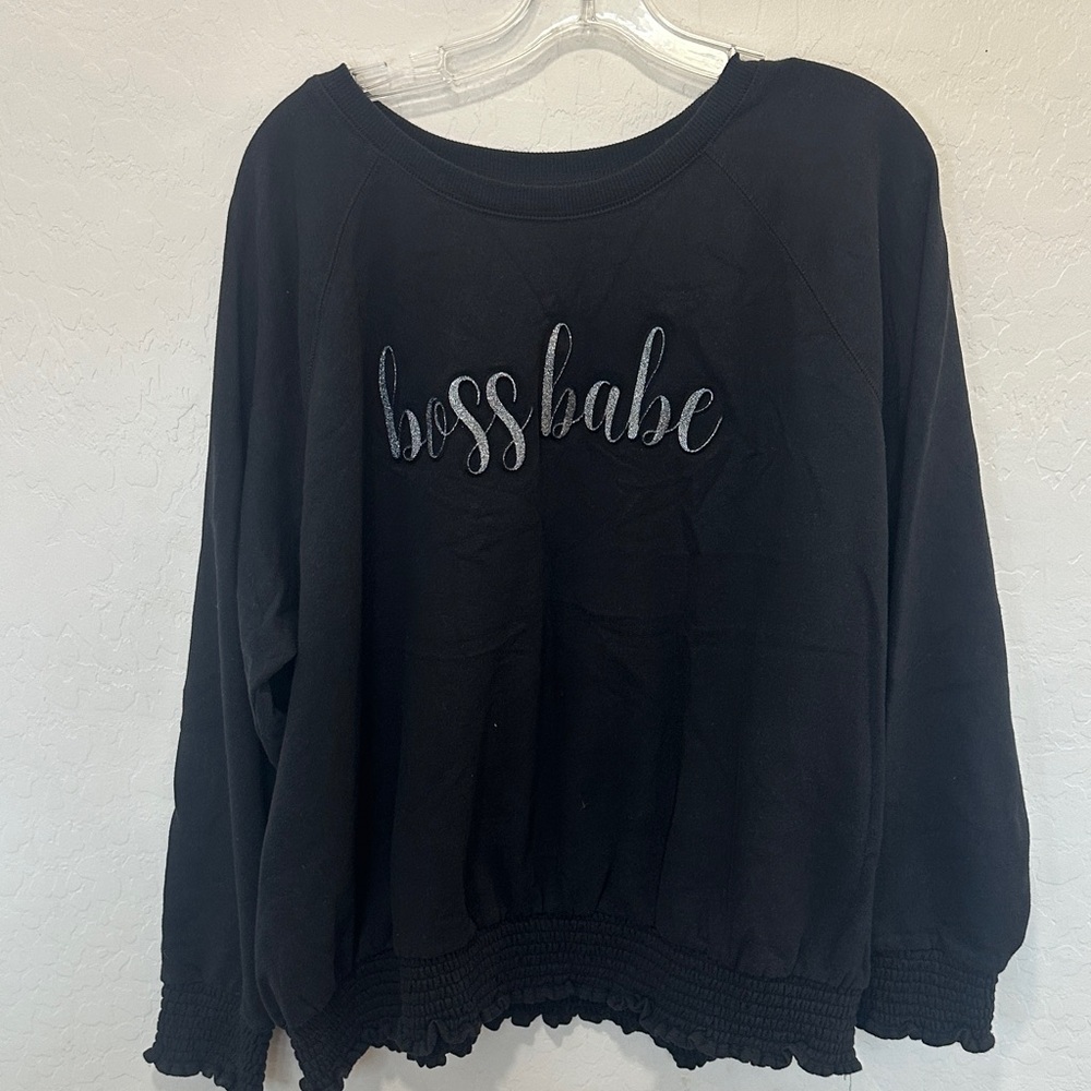 Lane Bryant Black Boss‎ Babe Sweatshirt plus 22/24 cotton blend relaxed women’s